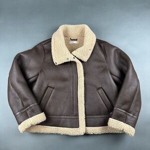 SONOMA Goods For Life Shearling Aviator Bomber Jacket Women's XXL Dark Brown